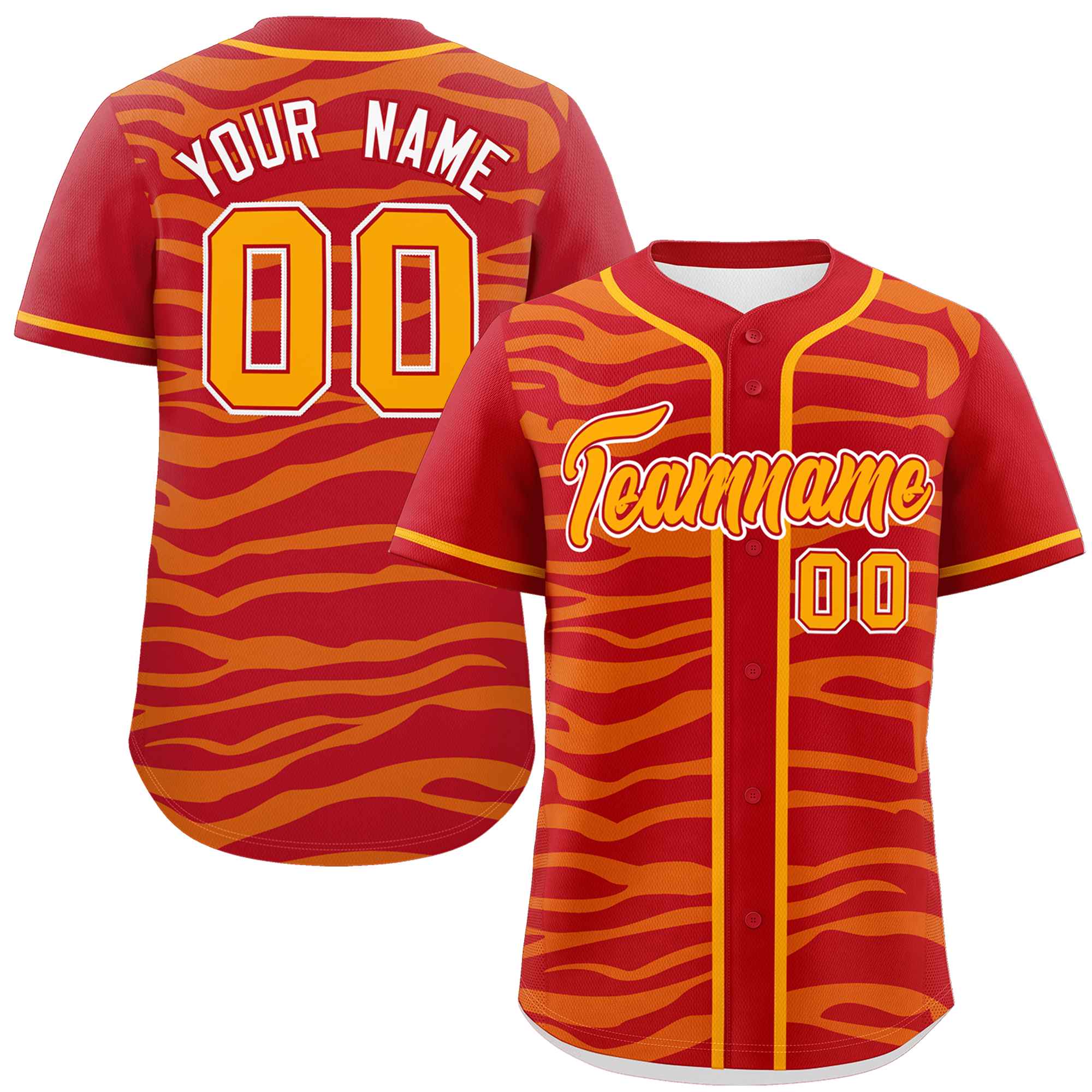 Custom Red Yellow Zebra Stripes Graffiti Pattern Authentic Baseball Jersey