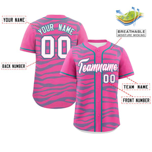 Custom Pink Aqua Zebra Stripes Graffiti Pattern Authentic Baseball Jersey