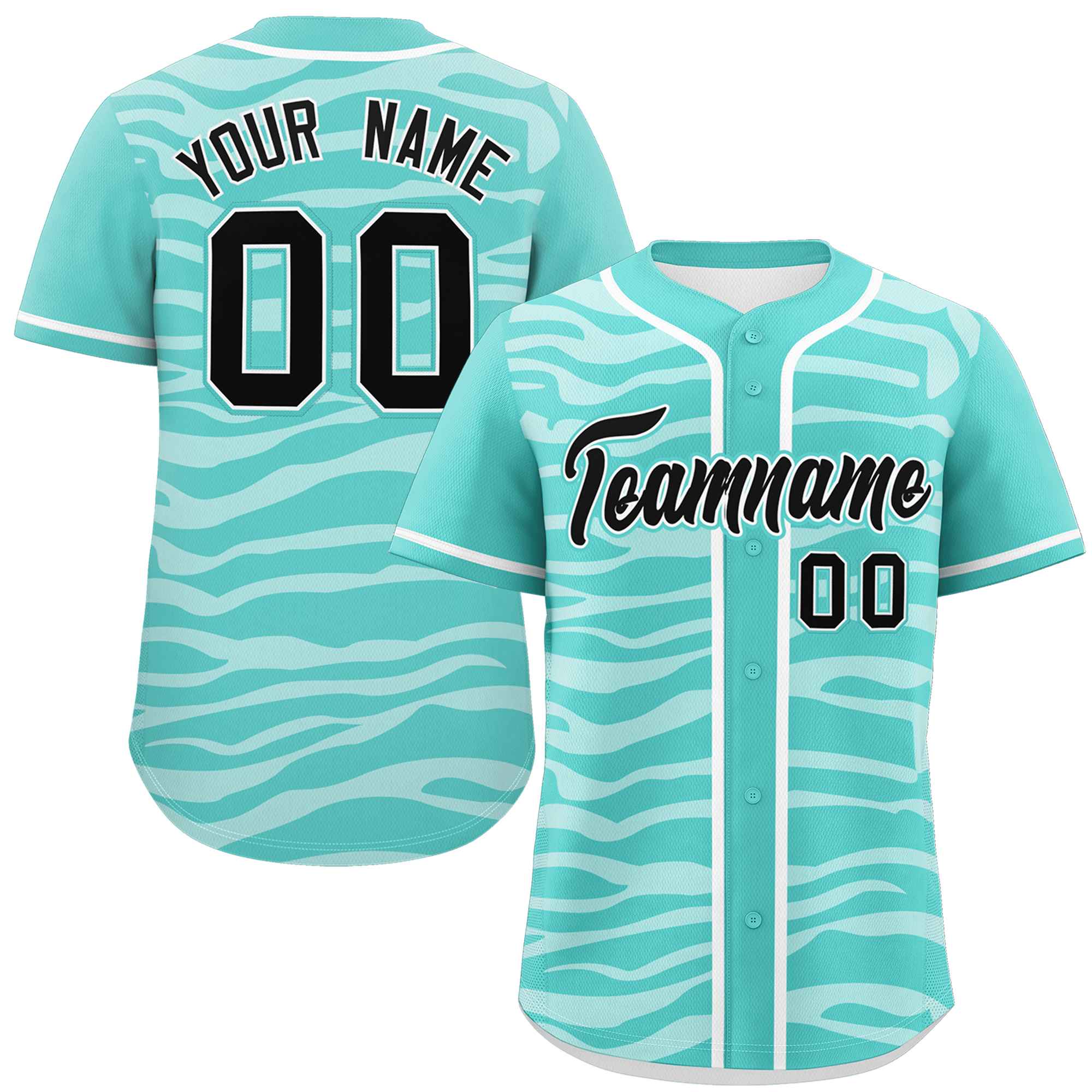 Custom Aqua White Zebra Stripes Graffiti Pattern Authentic Baseball Jersey