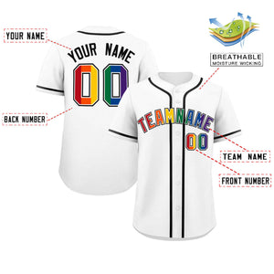 Custom White LGBT Rainbow For Pride Month Classic Style Authentic Baseball Jersey