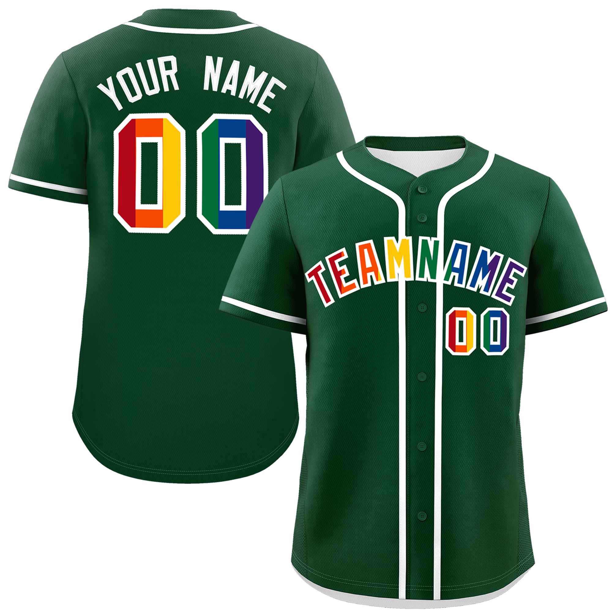 Custom Green LGBT Rainbow For Pride Month Classic Style Authentic Baseball Jersey