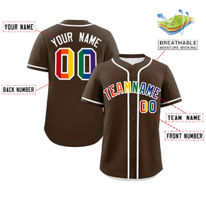 Custom Light Brown LGBT Rainbow For Pride Month Classic Style Authentic Baseball Jersey