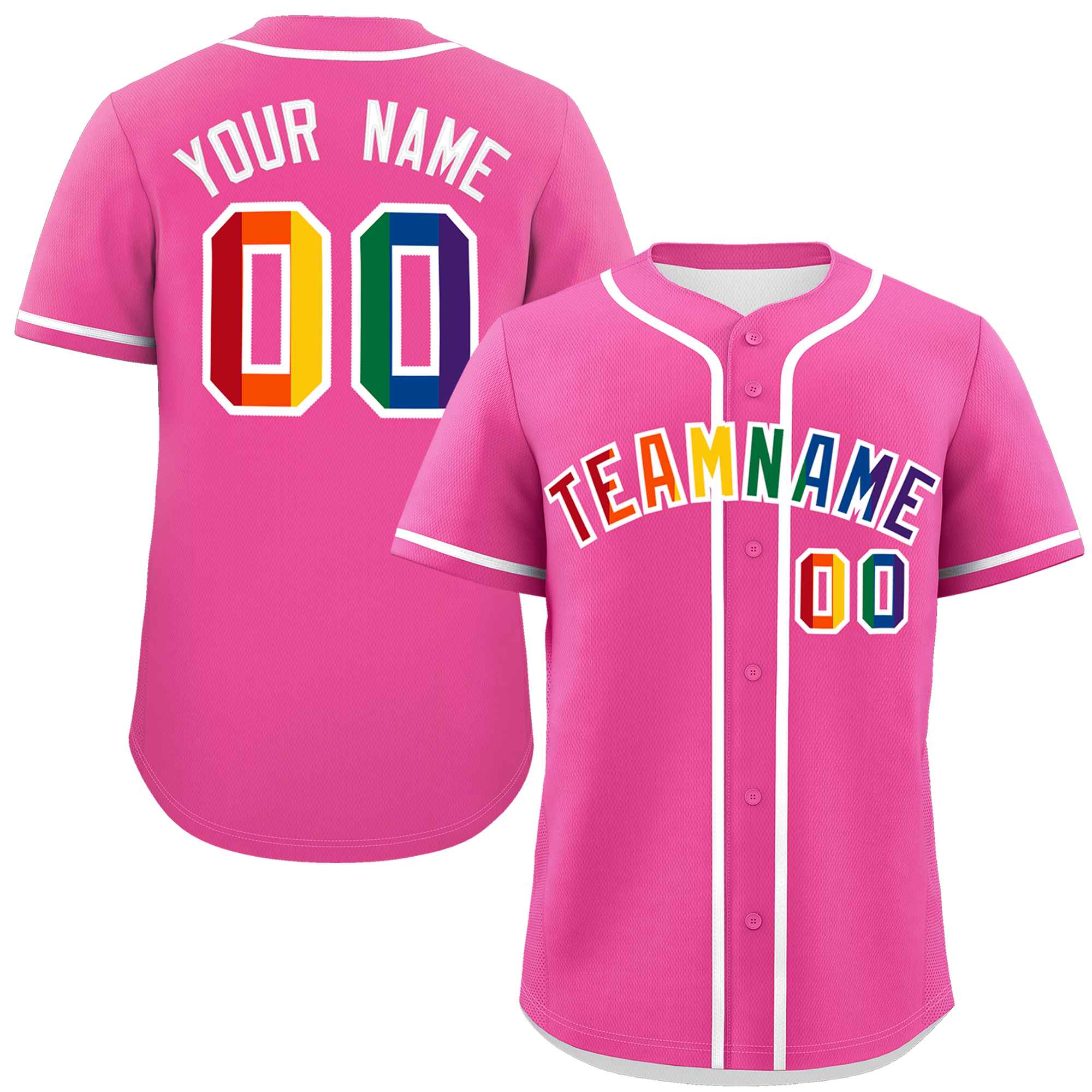 Custom Pink LGBT Rainbow For Pride Month Classic Style Authentic Baseball Jersey