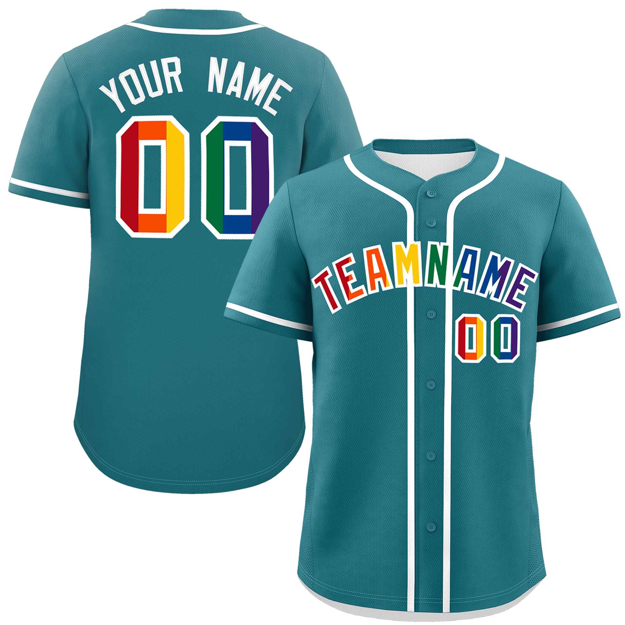 Custom Aqua LGBT Rainbow For Pride Month Classic Style Authentic Baseball Jersey