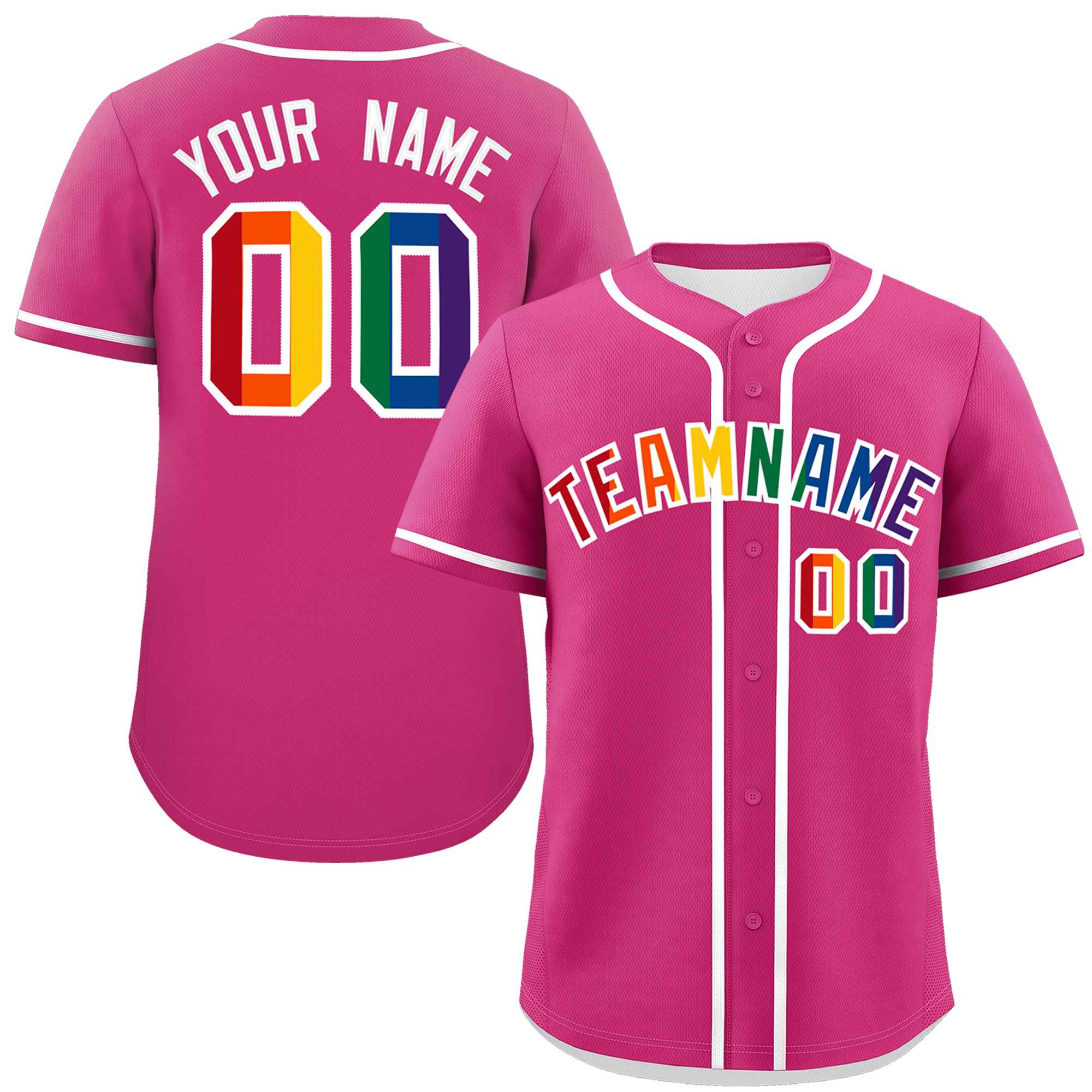 Custom Rose Red LGBT Rainbow For Pride Month Classic Style Authentic Baseball Jersey