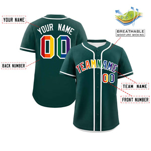 Custom Midnight Green LGBT Rainbow For Pride Month Classic Style Authentic Baseball Jersey