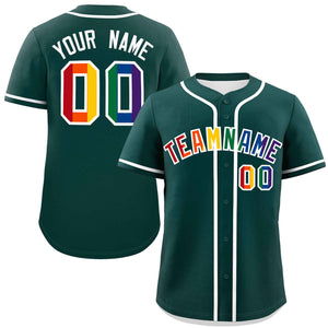 Custom Midnight Green LGBT Rainbow For Pride Month Classic Style Authentic Baseball Jersey