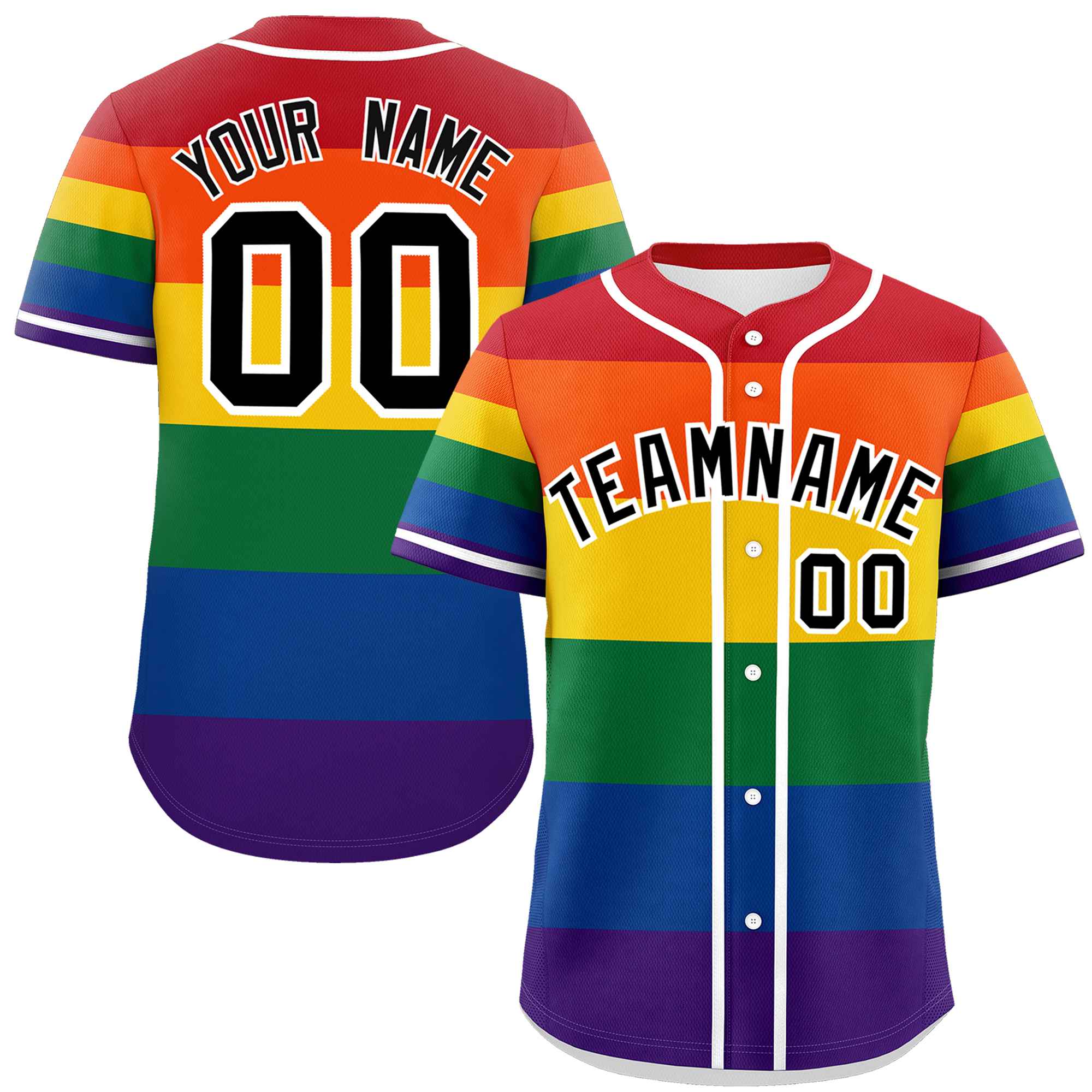 Custom LGBT Rainbow For Pride Month Color Block Personalized Authentic Baseball Jersey