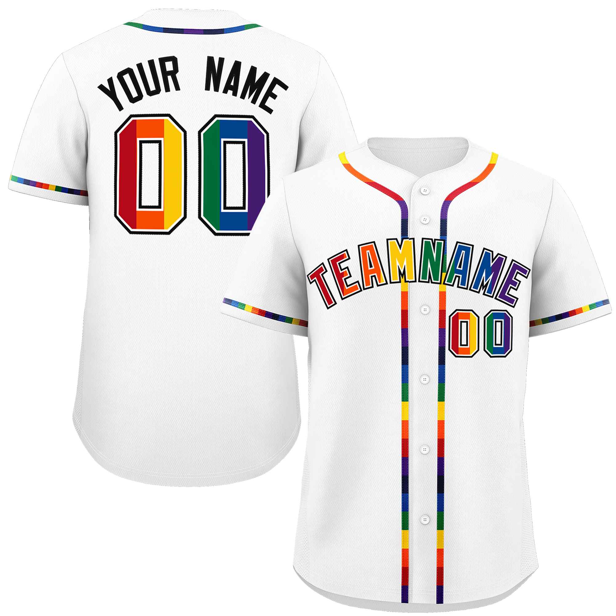 Custom White LGBT Rainbow For Pride Month Classic Style Authentic Baseball Jersey