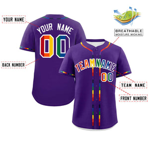 Custom Purple LGBT Rainbow For Pride Month Classic Style Authentic Baseball Jersey