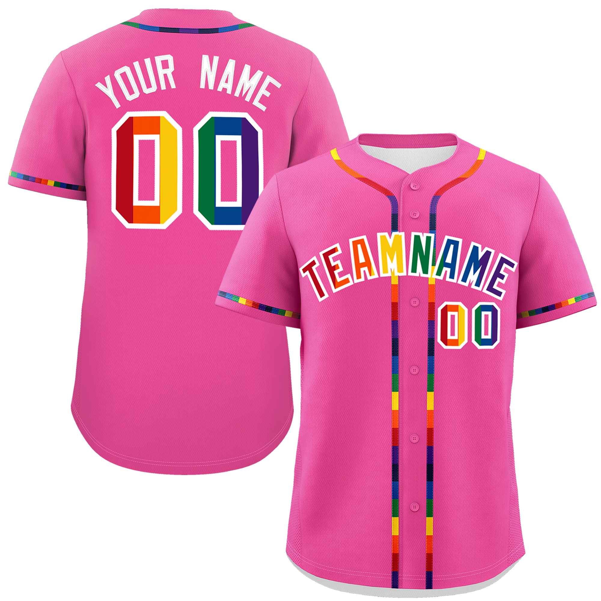 Custom Pink LGBT Rainbow For Pride Month Classic Style Authentic Baseball Jersey