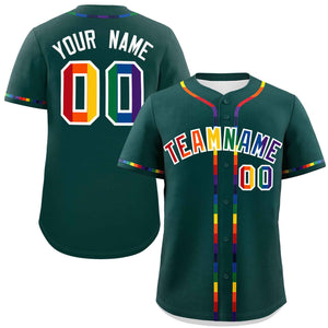 Custom Midnight Green LGBT Rainbow For Pride Month Classic Style Authentic Baseball Jersey