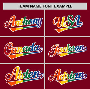 Custom Crimson LGBT Rainbow For Pride Month Classic Style Authentic Baseball Jersey