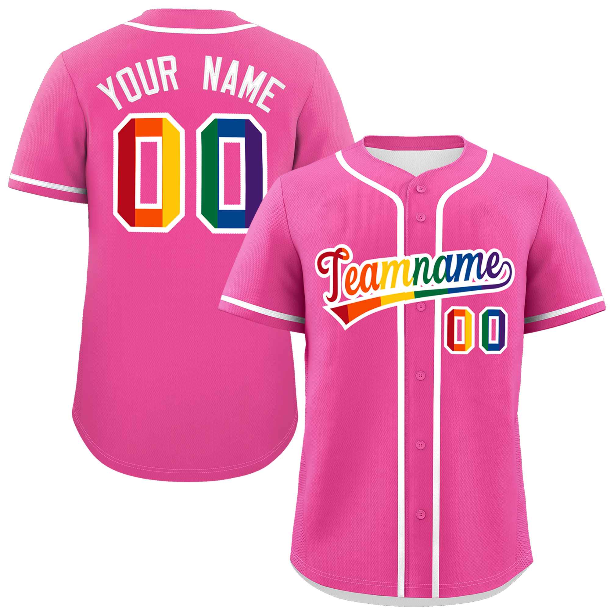 Custom Pink LGBT Rainbow For Pride Month Classic Style Authentic Baseball Jersey