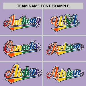 Custom Light Purple LGBT Rainbow For Pride Month Classic Style Authentic Baseball Jersey