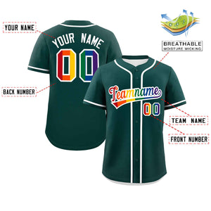 Custom Midnight Green LGBT Rainbow For Pride Month Classic Style Authentic Baseball Jersey