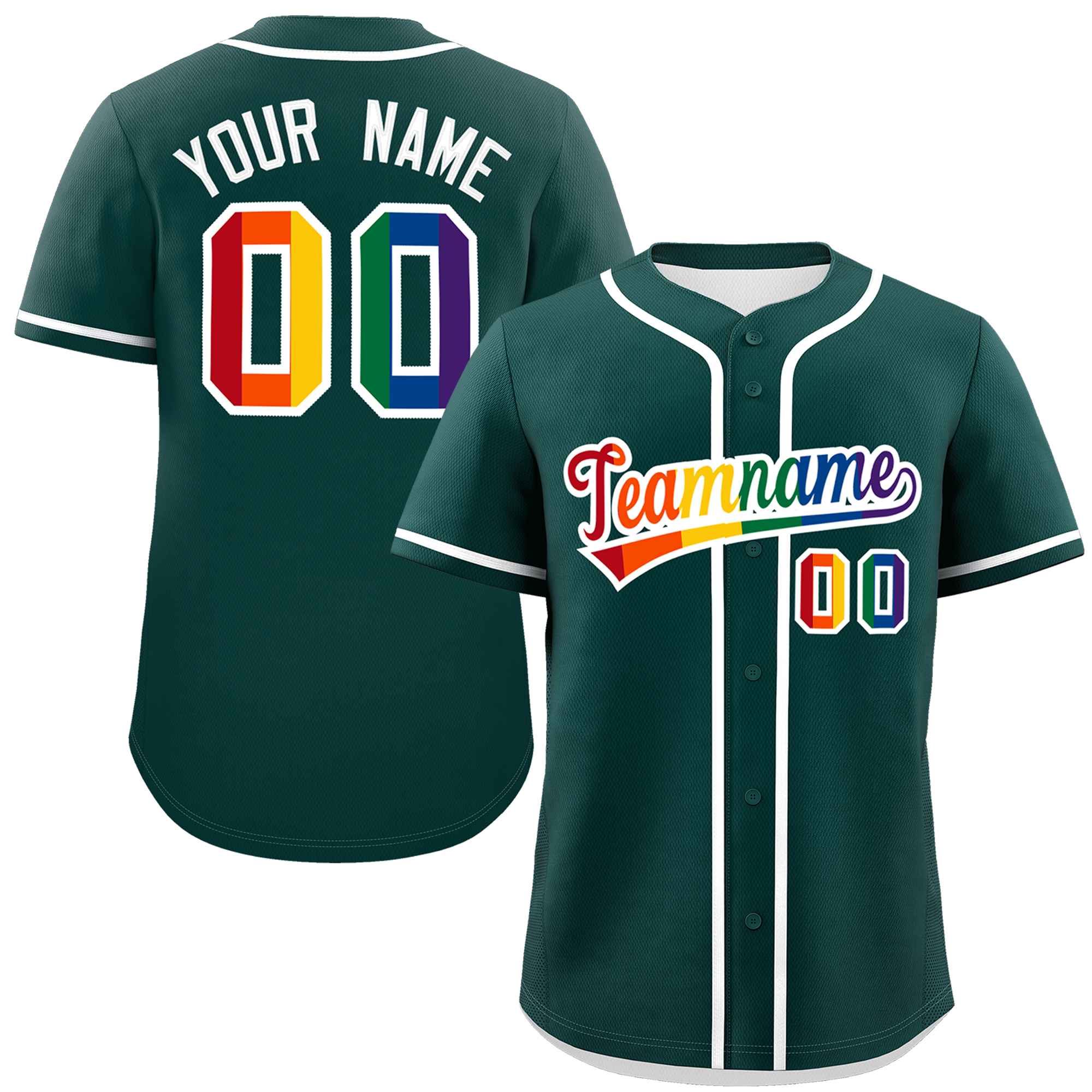 Custom Midnight Green LGBT Rainbow For Pride Month Classic Style Authentic Baseball Jersey