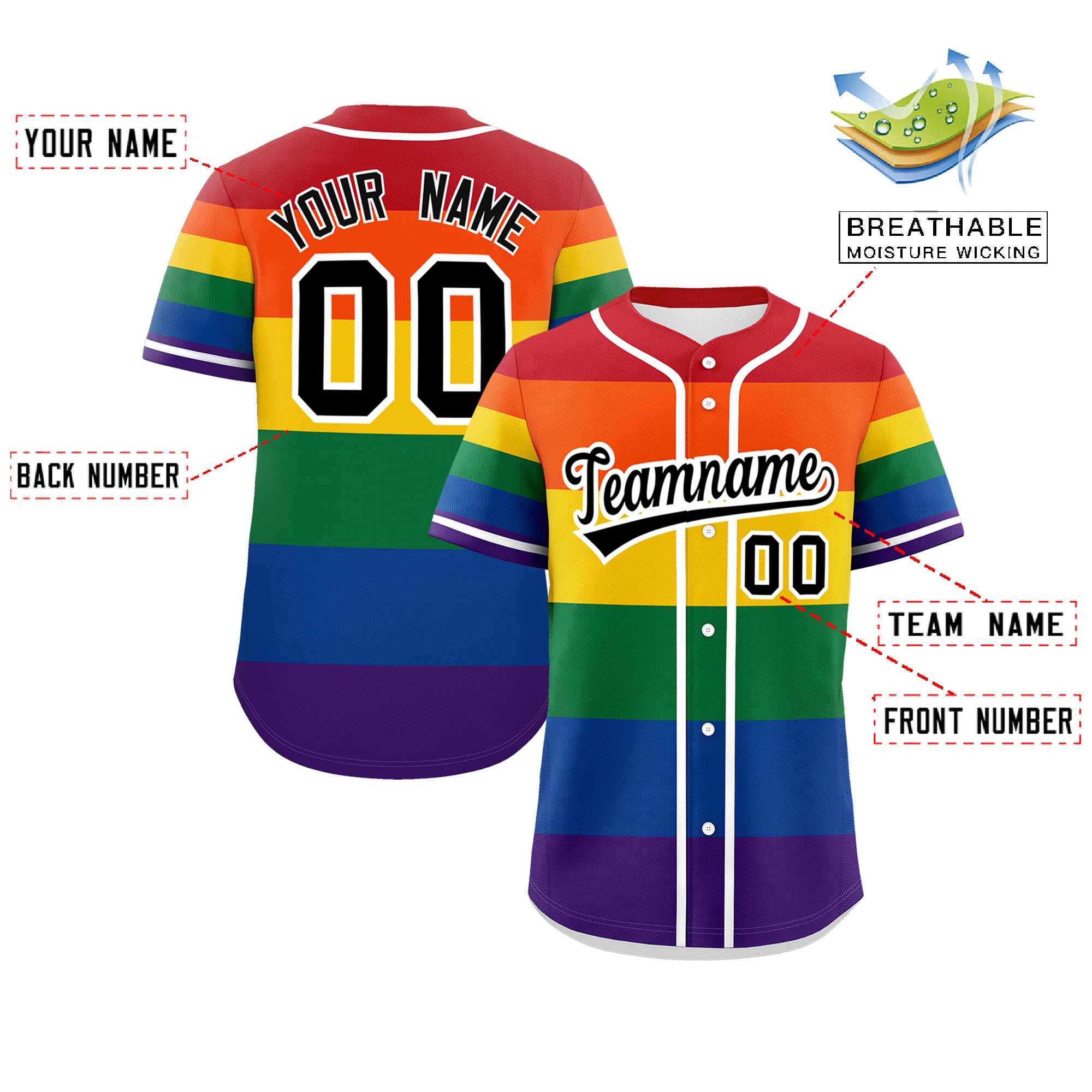 Custom LGBT Rainbow For Pride Month Color Block Personalized Authentic Baseball Jersey