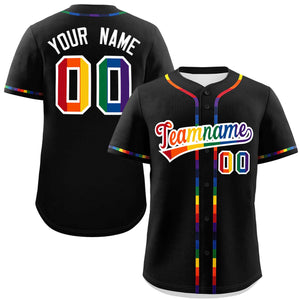 Custom Black LGBT Rainbow For Pride Month Classic Style Authentic Baseball Jersey