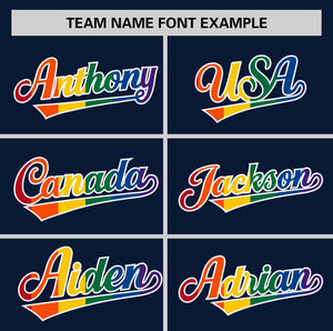 Custom Navy LGBT Rainbow For Pride Month Classic Style Authentic Baseball Jersey