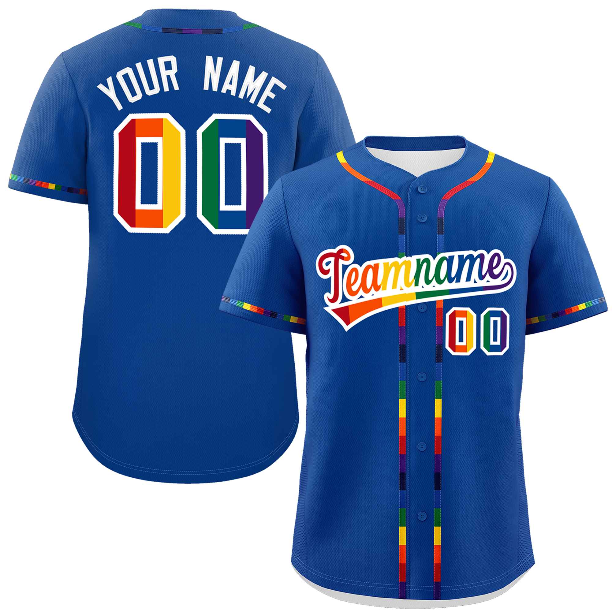 Custom Royal LGBT Rainbow For Pride Month Classic Style Authentic Baseball Jersey