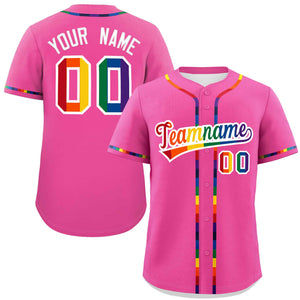 Custom Pink LGBT Rainbow For Pride Month Classic Style Authentic Baseball Jersey