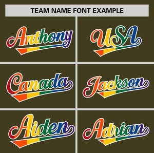 Custom Olive LGBT Rainbow For Pride Month Classic Style Authentic Baseball Jersey