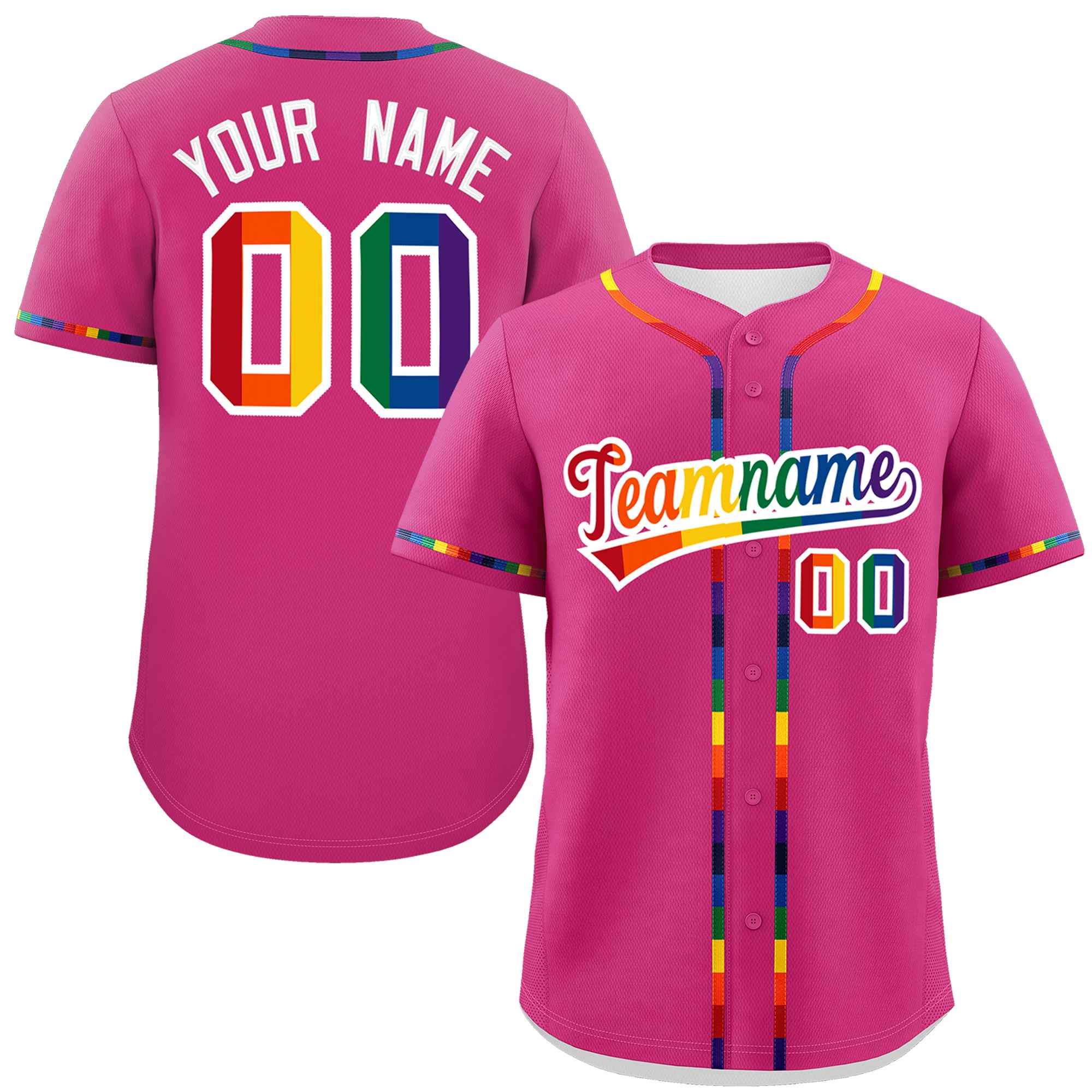 Custom Rose Red LGBT Rainbow For Pride Month Classic Style Authentic Baseball Jersey