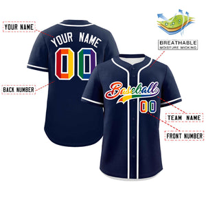 Custom Navy LGBT Rainbow For Pride Month Classic Style Authentic Baseball Jersey