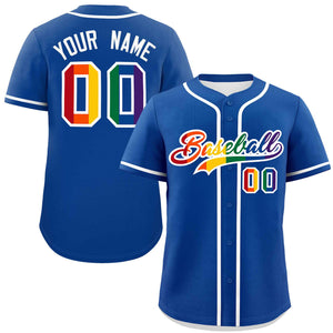 Custom Royal LGBT Rainbow For Pride Month Classic Style Authentic Baseball Jersey