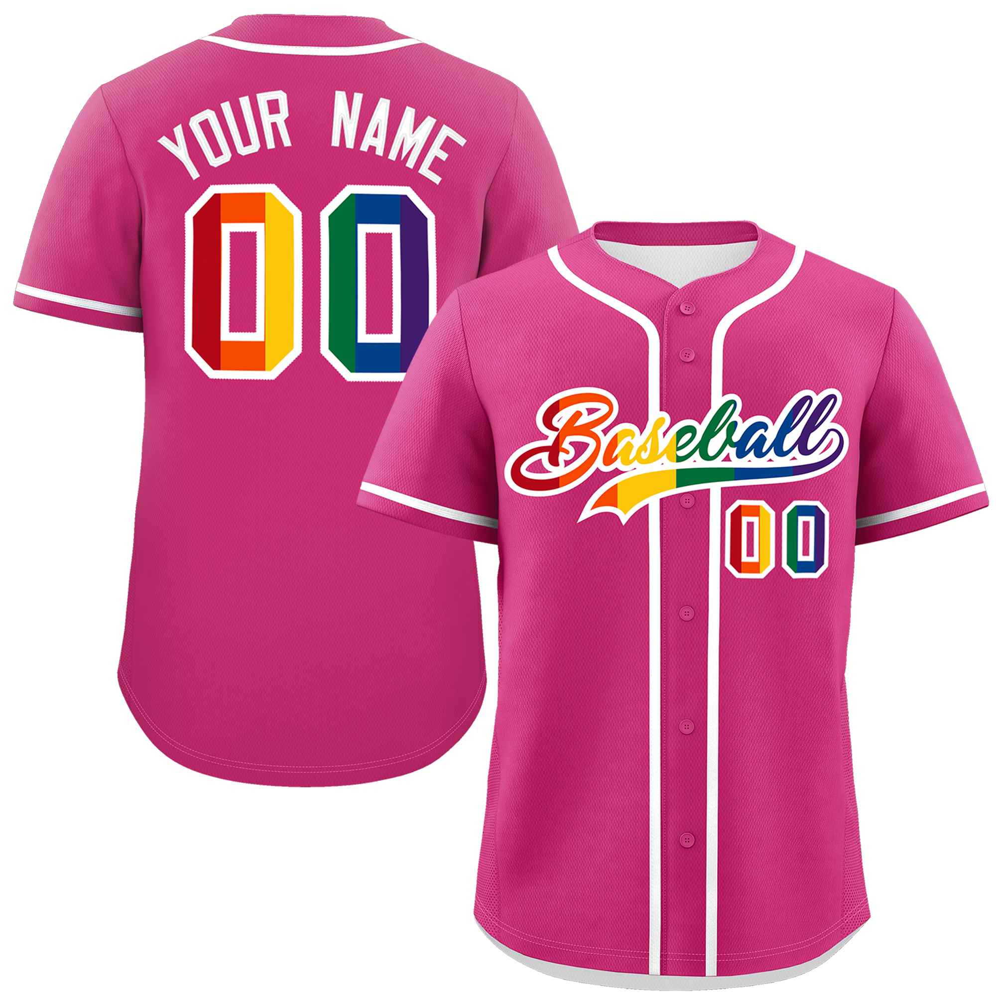 Custom Rose Red LGBT Rainbow For Pride Month Classic Style Authentic Baseball Jersey