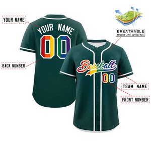 Custom Midnight Green LGBT Rainbow For Pride Month Classic Style Authentic Baseball Jersey