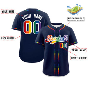 Custom Navy LGBT Rainbow For Pride Month Classic Style Authentic Baseball Jersey