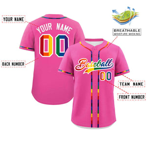 Custom Pink LGBT Rainbow For Pride Month Classic Style Authentic Baseball Jersey