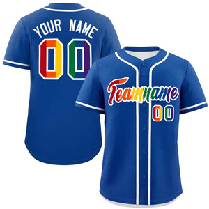 Custom Royal LGBT Rainbow For Pride Month Classic Style Authentic Baseball Jersey