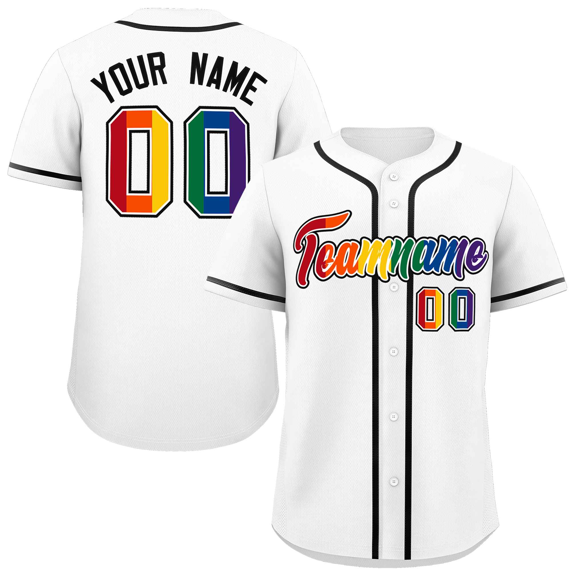 Custom White LGBT Rainbow For Pride Month Classic Style Authentic Baseball Jersey