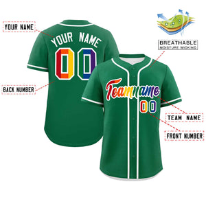 Custom Kelly Green LGBT Rainbow For Pride Month Classic Style Authentic Baseball Jersey