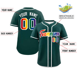 Custom Midnight Green LGBT Rainbow For Pride Month Classic Style Authentic Baseball Jersey