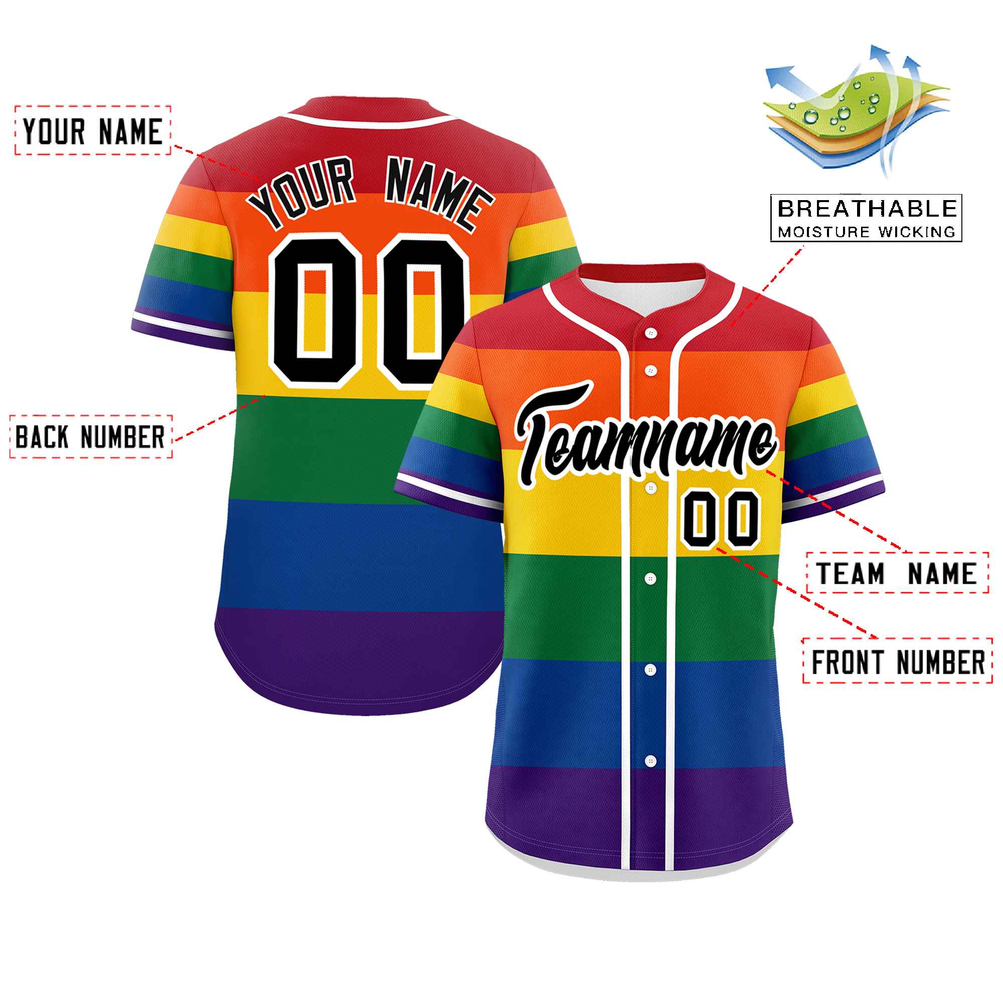 Custom LGBT Rainbow For Pride Month Color Block Personalized Authentic Baseball Jersey