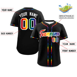 Custom Black LGBT Rainbow For Pride Month Classic Style Authentic Baseball Jersey