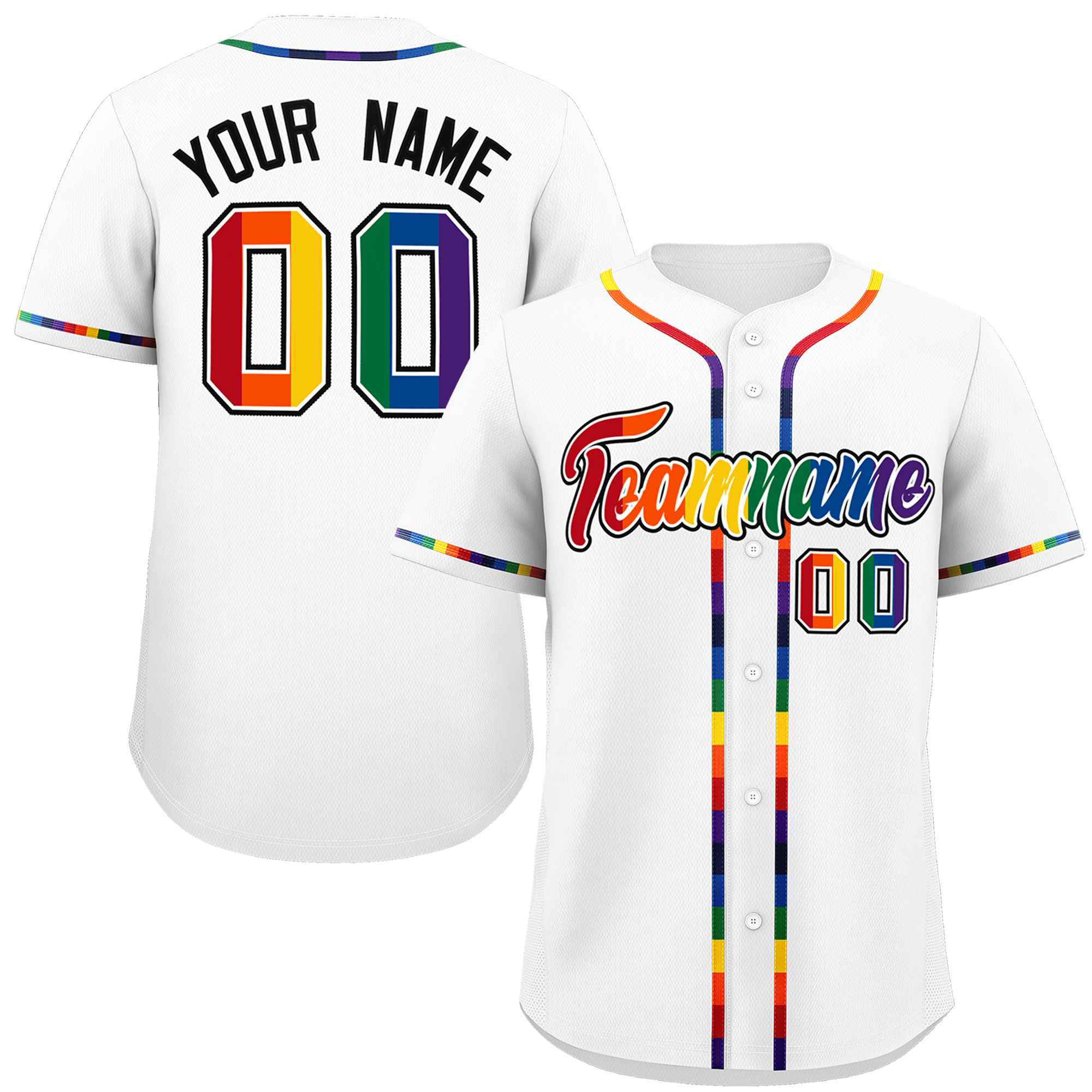 Custom White LGBT Rainbow For Pride Month Classic Style Authentic Baseball Jersey