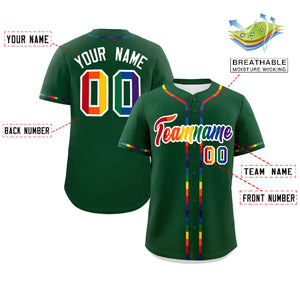 Custom Green LGBT Rainbow For Pride Month Classic Style Authentic Baseball Jersey