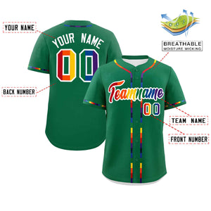 Custom Kelly Green LGBT Rainbow For Pride Month Classic Style Authentic Baseball Jersey