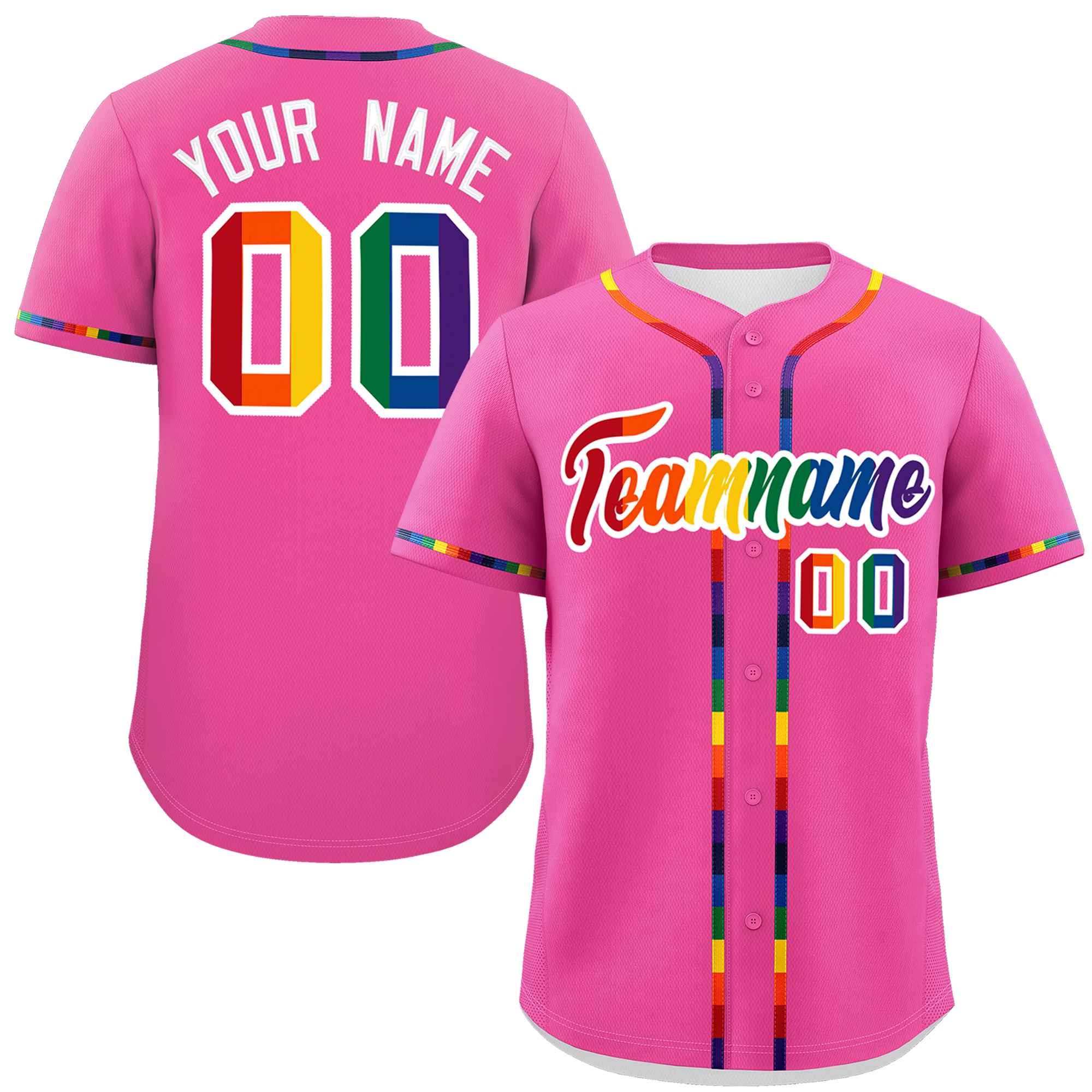 Custom Pink LGBT Rainbow For Pride Month Classic Style Authentic Baseball Jersey