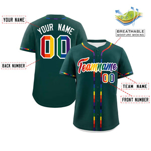 Custom Midnight Green LGBT Rainbow For Pride Month Classic Style Authentic Baseball Jersey