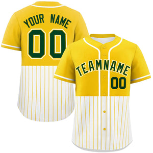 Custom Gold White Personalized Half Stripe Design Authentic Baseball Jersey