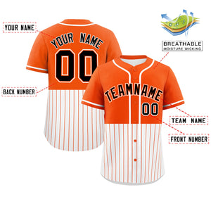 Custom Orange White Personalized Half Stripe Design Authentic Baseball Jersey