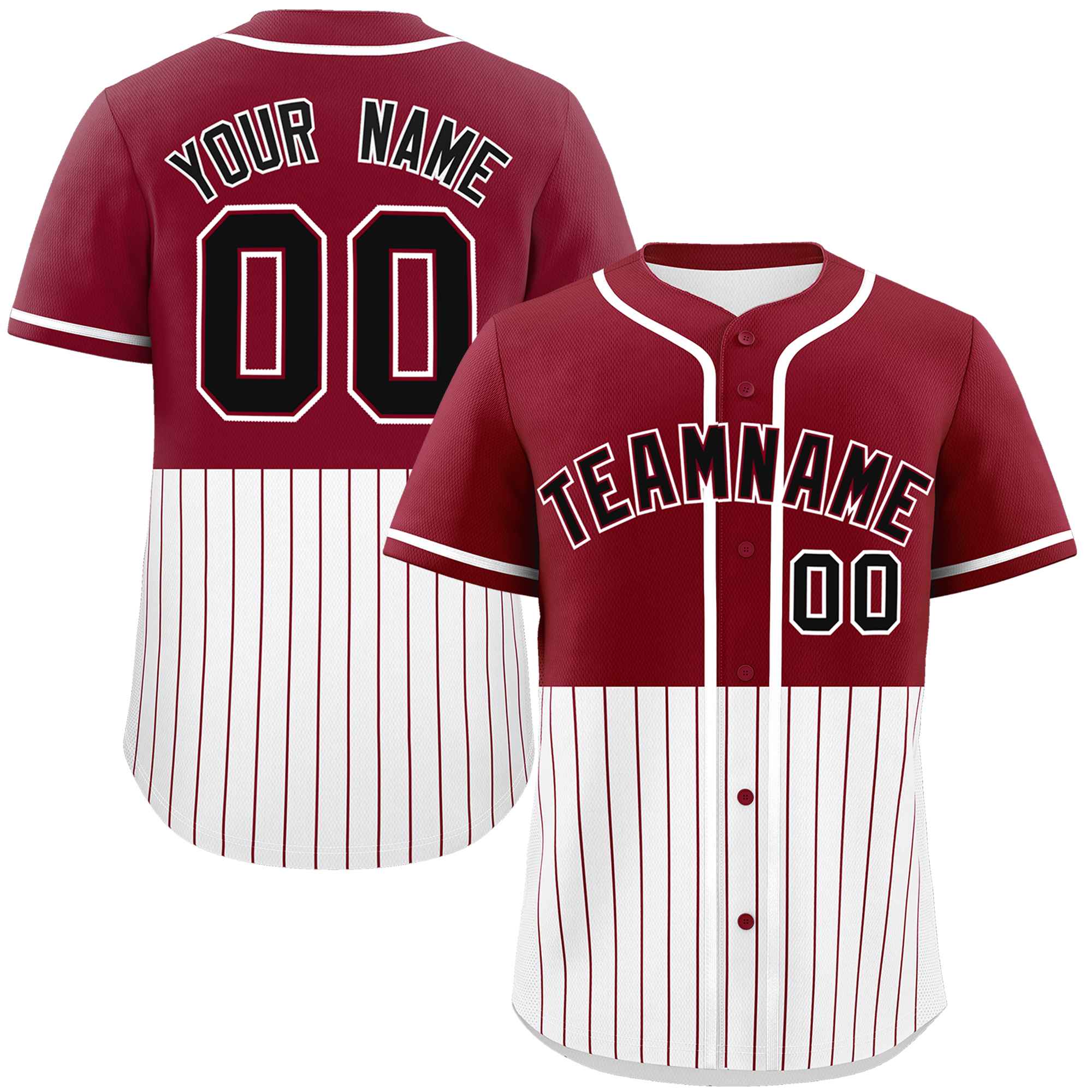 Custom Crimson White Personalized Half Stripe Design Authentic Baseball Jersey