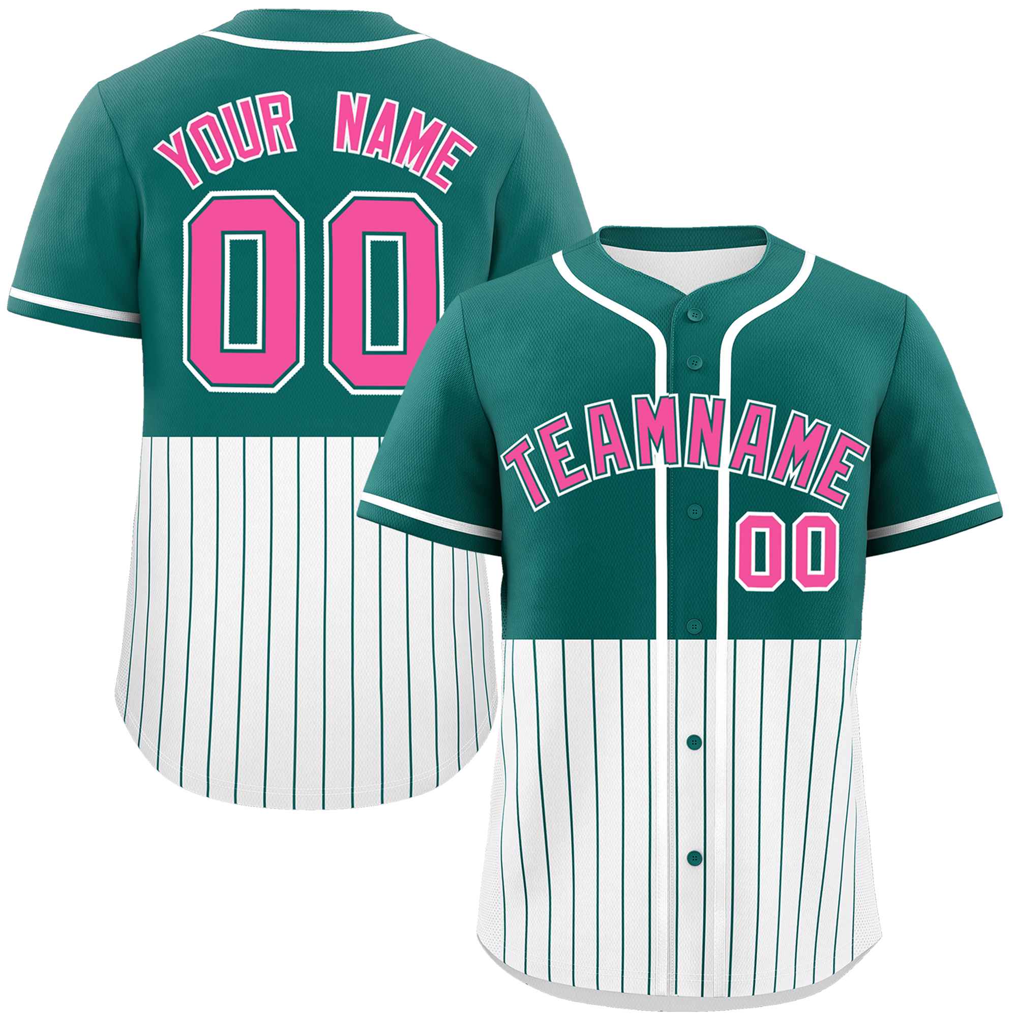 Custom Aqua White Personalized Half Stripe Design Authentic Baseball Jersey