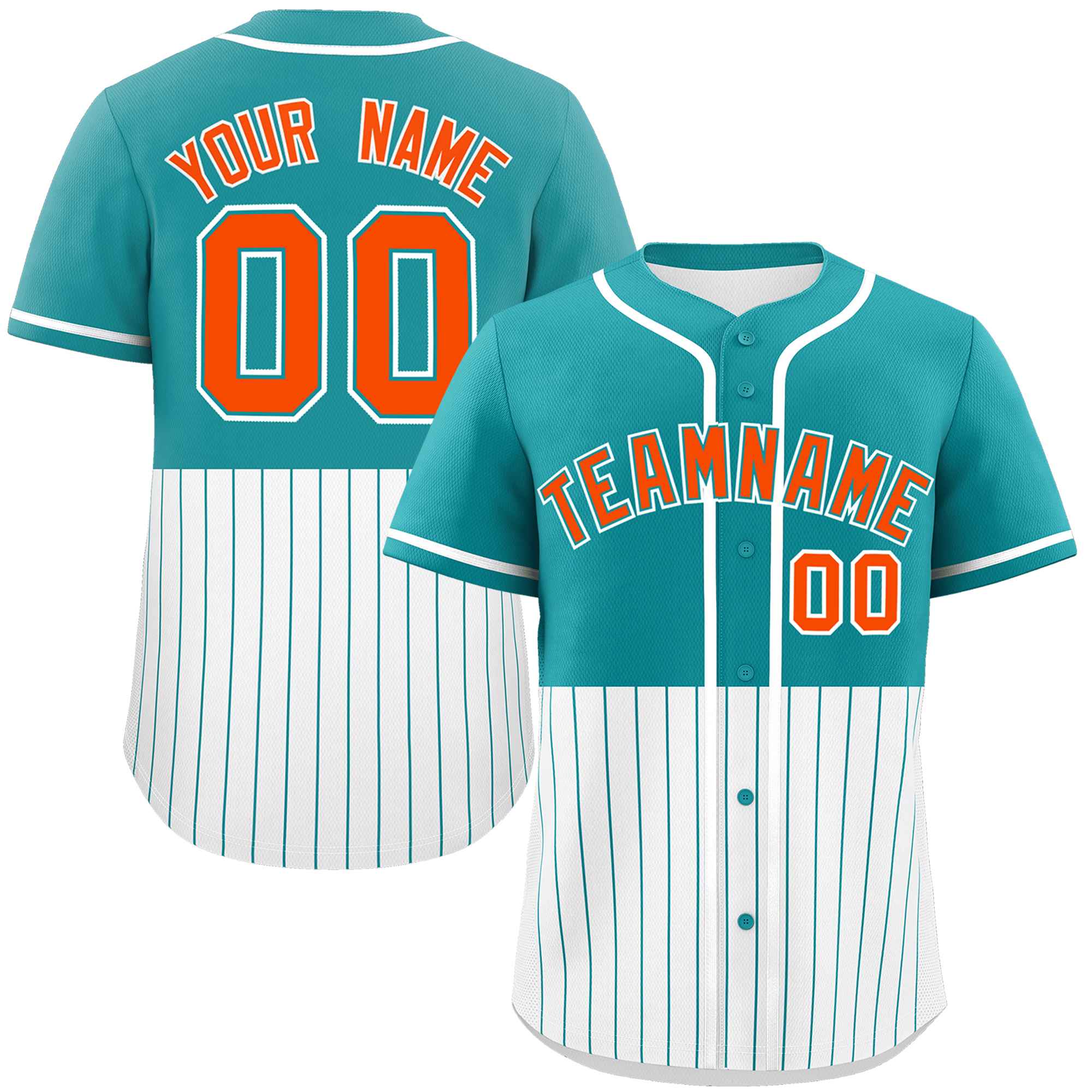 Custom Aqua White Personalized Half Stripe Design Authentic Baseball Jersey